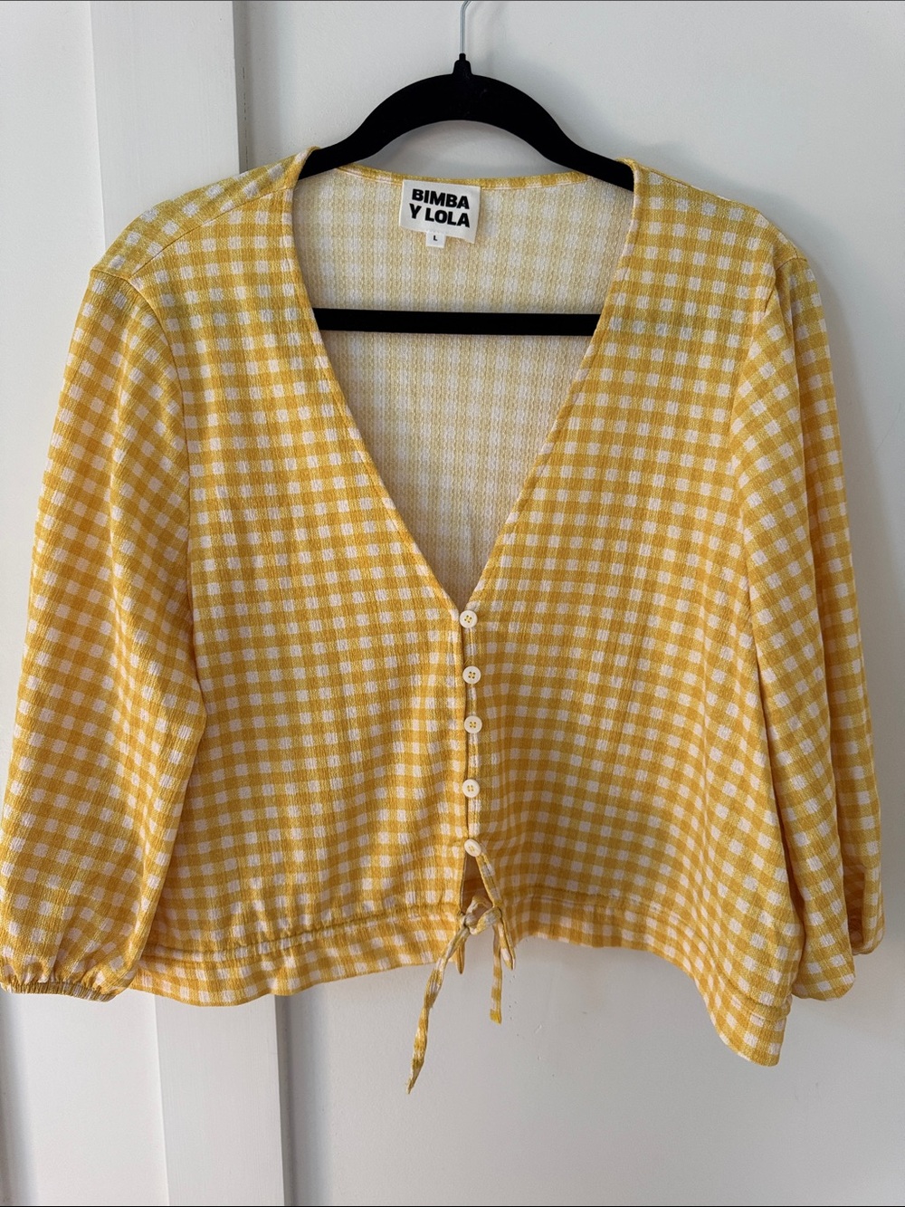 BIMBA Y LOLA Yellow White Print Top Size L